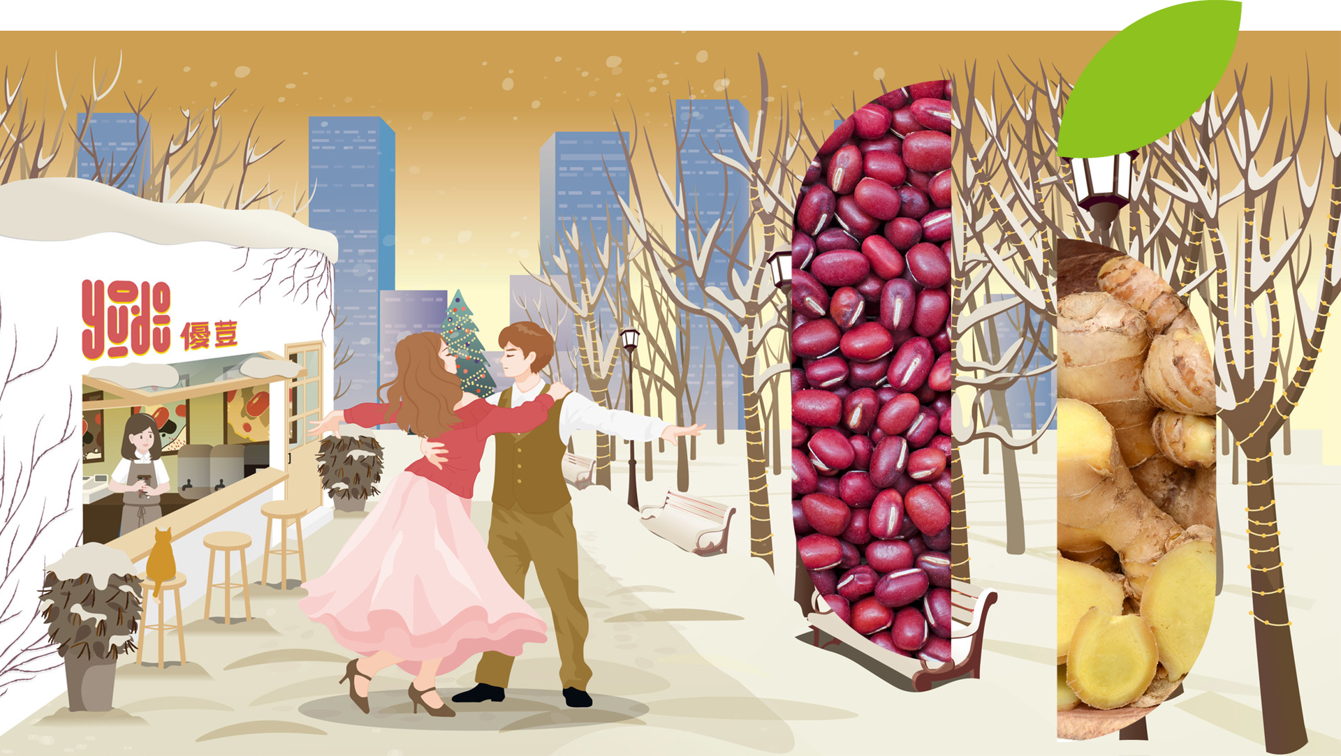 A man and a woman are dancing in the snow.