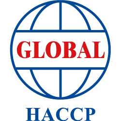 A blue and white logo for global haccp