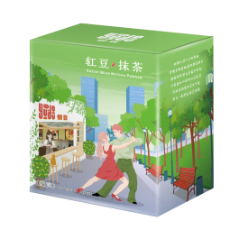 A green box with a couple dancing on it